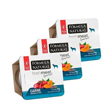 Imagem de KIT 3 Ração Úmida Fórmula Natural Fresh Meat Gourmet Patê Cães Carne - 70g