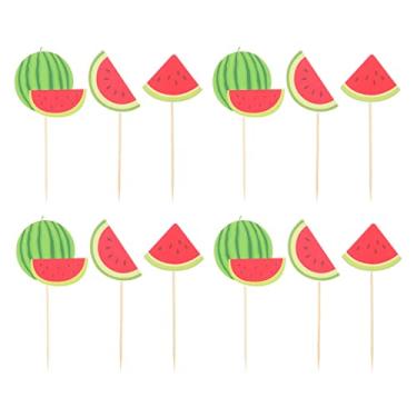 Imagem de ABOOFAN 36Pcs Watermelon Cupcake Topper Melon Themed Picks for Summer Birthday Baby Shower One in a Melon First Birthday Tropical Party Decoration Supplies