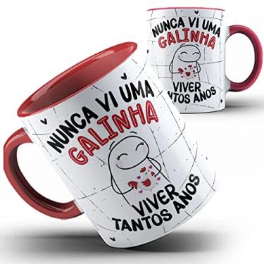 Imagem de Caneca vermelha Flork amiga Galinha viver tanto