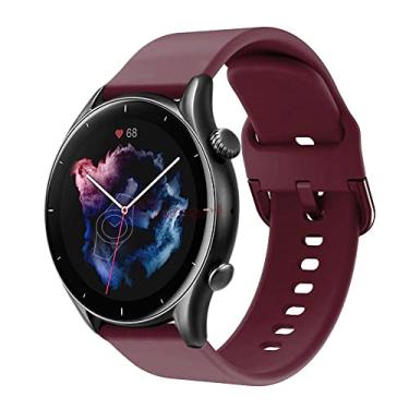 Imagem de Pulseira de Silicone fecho colorido Marca123Smart Para Gtr 4 Gtr3 Gtr 2 Gtr 2 Nova Versao Gtr 47mm Stratos 1 2 E 3 Pace Gt 1 2 3 4 5 46mm Cheetah Round Pro Bip 5 E 6 Balance - Vinho