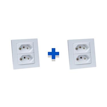 Imagem de Kit Espelhos de Tomadas Duplo Reto com 2 Tomadas 10A COR:BRANCO