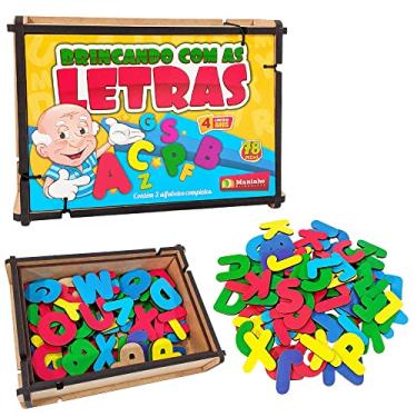 Imagem de Alfabeto Móvel Madeira Brincando Com Letras Completo 78 Peças - Maninho Brinquedos