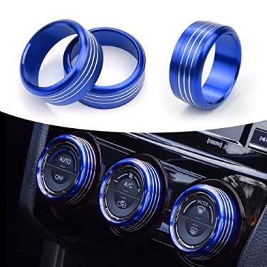 Imagem de Para Subaru AC Knob Cover Accessory Center Console Switch Volume Temp Button Ring Trim Compatível com Forester 2014-2018, Crosstrek XV 2013-2017, Impreza 2014-2016, WRX/STi 2015-2020, azul, 3 peças