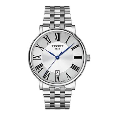 Imagem de Tissot Relógio social unissex Carson de aço inoxidável cinza T1224101103300