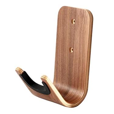 Imagem de Colaxi Gancho de madeira montado na parede/rack de exibição de instrumentos musicais suporte de prateleira pendurado/sem perfuração fácil de instalar, para ukulele