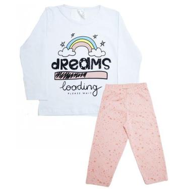 Imagem de Pijama Infantil Dreams Branco Com Salmão - Uni Duni