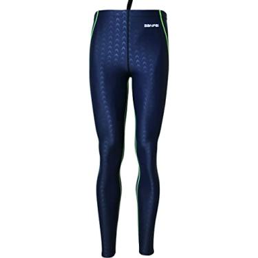 Imagem de Calça legging masculina BanFei para surfe, mergulho, secagem rápida, FPS 50+, calça de natação, calça comprida para mergulho, Dark Blue&Green Line, Large