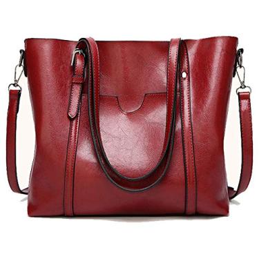 Imagem de Bolsa feminina de couro macio bolsa transversal de grande capacidade, Vinho