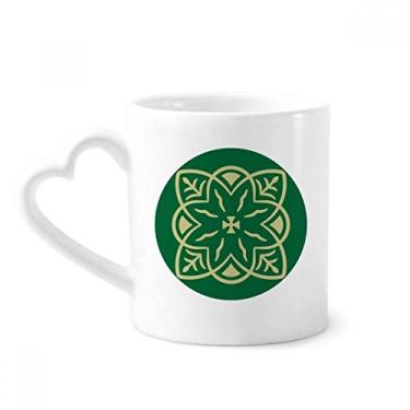Imagem de Caneca com estampa decorativa estilo Talavera verde café cerâmica copo de coração de vidro