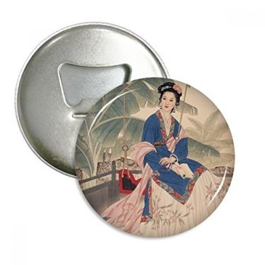 Imagem de Folha Flor Branco Azul Rosa Abridor de Garrafas Imã de Geladeira Emblema Multifuncional