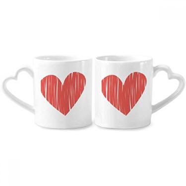 Imagem de Conjunto de canecas de porcelana para casais, dia dos namorados, coração de grafite, coração