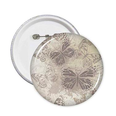 Imagem de Elegante vintage cinza borboleta papel de parede pinos crachá botão emblema acessório decoração 5 peças