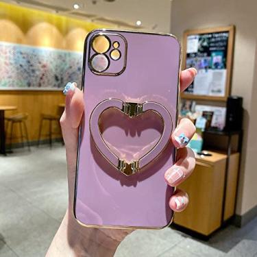 Imagem de Capa de telefone de metal bonito coração banhado a ouro para iphone 14 12 pro max mini 11 13 pro x xs xr 6 s 7 8 plus se capa, l24a23, roxo cereja, para 12 mini 5.4