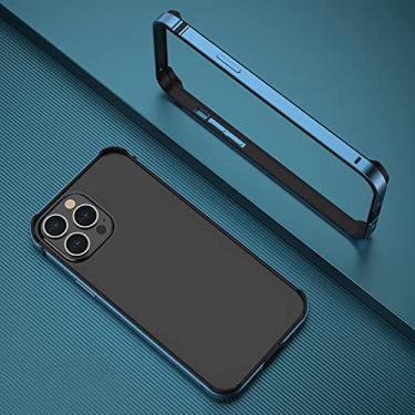 Imagem de Para iPhone 12 Pro Case Metal Frame Ultra Slim Alumínio TPU Bumper Protect Cover para iPhone 12 13 Mini 13 Pro Max Cases, Azul Marinho, para iPhone12 pro max