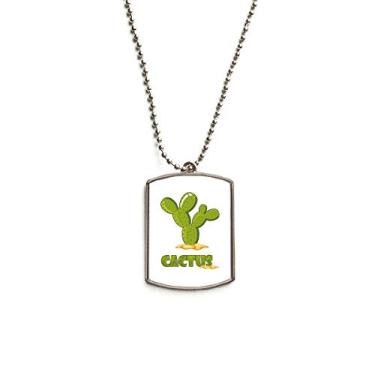 Imagem de DIYthinker Colar para animais de estimação com pingente de corrente de aço inoxidável verde com suculentas de planta de cacto