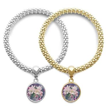 Imagem de DIYthinker Linda pulseira para amante de flores brancas rosa para joias presente de casal
