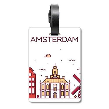 Imagem de Amsterdam Flat Landmark Mala Etiqueta de Bagagem Etiqueta para Bagagem