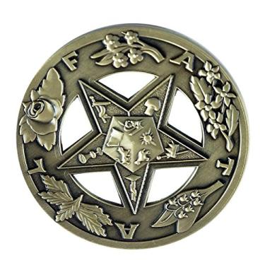 Imagem de Pedido do emblema automático maçônico redondo da Estrela Oriental - [latão antigo] [Diâmetro de 7,62 cm]