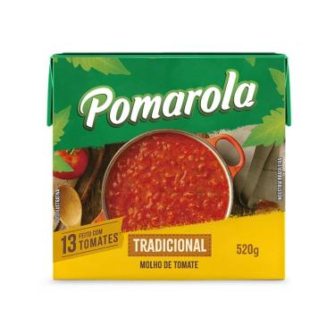 Imagem de Molho de Tomate Tradicional Tetra Pak Pomarola 520g - Embalagem c/ 12 unidades