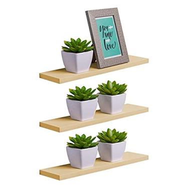 Imagem de Kit 3 Prateleiras 60 x 20cm Bege Claro Suporte Invisível