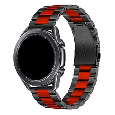Imagem de Pulseira 22mm Metal 3 Elos compatível com Samsung Galaxy Watch 3 45mm - Galaxy Watch 46mm - Gear S3 Frontier - Amazfit GTR 47mm - Marca LTIMPORTS (Preto/Vermelho)