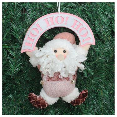 Imagem de Guirlanda Natalina Enfeite De Porta Papai Noel Rosa 25cm