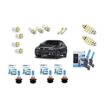 Imagem de Kit Lampadas Led Super Branca Civic 2014 2015 2016 Farolete