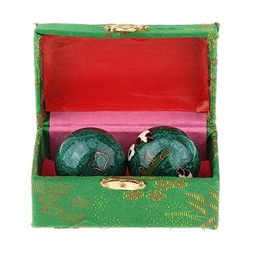 Imagem de Fancyes 2 pçs bolas de massagem para as mãos bolas chinesas com caixa de armazenamento exercitador de fitness durável suave portátil bolas de handebol, panda verde