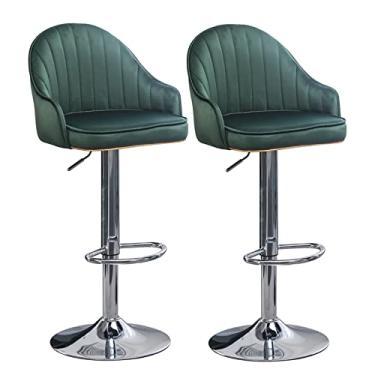 Imagem de Cadeiras de jantar cadeiras de sala de jantar elegantes bancos de bar giratórios ajustáveis conjunto de 2 cadeiras de bar de cozinha de veludo acolchoado grosso de veludo com encosto e apoio para os pés, bancos de bar de café da manhã com encosto alto para casa Kitc