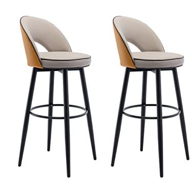 Imagem de Cadeiras de jantar cadeiras de sala de jantar banqueta giratória conjunto de 2, bancos estofados de couro PU premium com encosto para pub casa bar sala de jantar tudo está bem