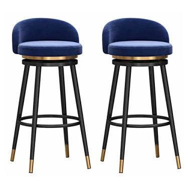 Imagem de Cadeiras de jantar, banquetas de bar, cadeiras de bar altas giratórias de veludo com encosto e apoio para os pés, bancos estofados de altura para balcão de cozinha e ilha tudo está bem