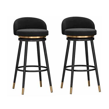 Imagem de Cadeiras de jantar cadeiras de sala de jantar banqueta de bar preto conjunto de 1/2/3/4/6, banco de altura de balcão de veludo cadeira de bar giratória estofada com moldura de metal preto para cozinha ilha sala de jantar pátio tudo é