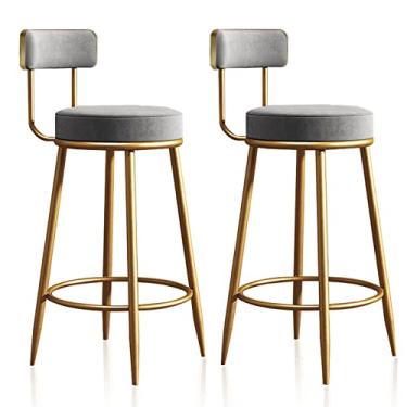Imagem de Cadeiras de jantar cadeiras de sala de jantar bancos de bar conjunto de 2 cadeiras de bar acolchoadas de veludo com apoio para os pés Bancos altos de cozinha estilo minimalista moderno para balcão, cozinha e casa - verde tudo está bem