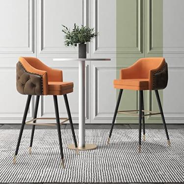 Imagem de Cadeiras de jantar cadeiras de sala de jantar banquetas de bar conjunto de 2 com braços Deluxe estofamento duplo couro PU cadeiras de bar bancos de cozinha pub, móveis de sala de jantar, capacidade de 150 kg Tudo está bem