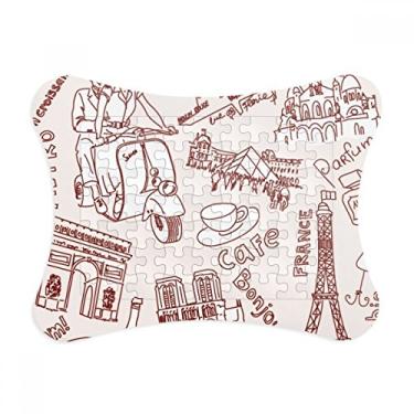 Imagem de Moldura de quebra-cabeça da Torre Eiffel do Louvre Arco do Triunfo da França Enfeite de jogo de quebra-cabeça