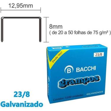 Imagem de Grampo Para Grampeador 23/8 Galvanizado 1000 Grampos - Bacchi