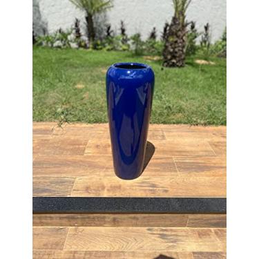 Imagem de MARLOT Decor Vaso Estilo Vietnamita Fibra Vidro Vitrificado Fino 66x29 Cm (Azul)