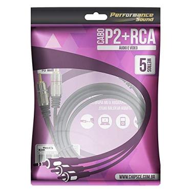 Imagem de Cabo P2+Rca Fitz - P2 Estéreo X 2 Rca Macho Plug Metal - 5M