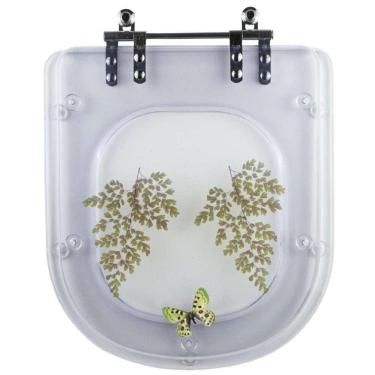 Imagem de Assento Sanitário Tampa de Vaso Vogue Plus Transparente Decorado Borboleta Verde