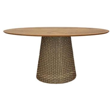 Imagem de Mesa De Jantar Cone Oval 120x80 Cm Tampo Antíqua Base Fibra Sintética Cor Marrom