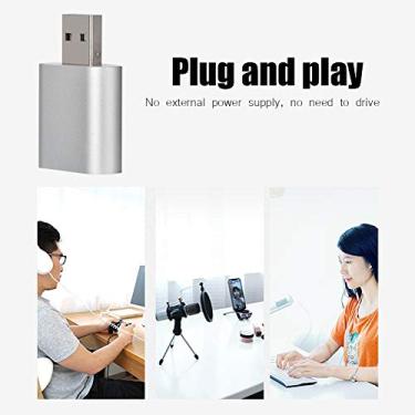 Imagem de Zhiyavex Placa de áudio Externa, 7.1 Canais USB 2.0 a 3,5 Mm, Placa de Som de áudio, Sem Fonte de Alimentação Externa, Não Precisa Dirigir, SB 2.0, Compatível Com USB 1.1 (Prata)
