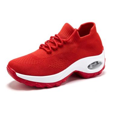 Imagem de Tenis Feminino Casual Casuais Academia Calçados Caminhada Antiderrapante Corrida Tênis (42,red(vermelho))