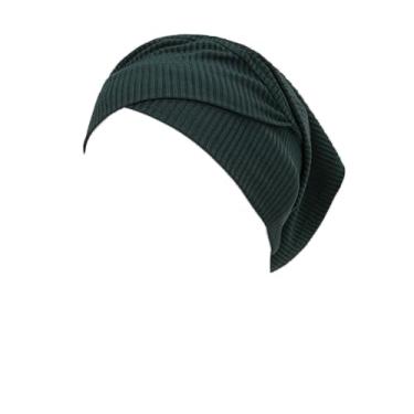 Imagem de Chapéu de turbante feminino gorros elásticos bandana hijab headwrap boné gorros boné de caveira turbante headwear cachecol gorro chapéu, Verde escuro, M