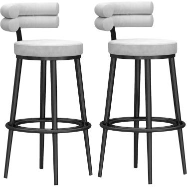 Imagem de Banqueta de bar familiar Banqueta alta Balcão de veludo Banquetas de bar estofadas Banqueta de bar alta com altura de assento de 25,6" Cadeiras de bar para ilha de cozinha Pub Verde 2 peças,