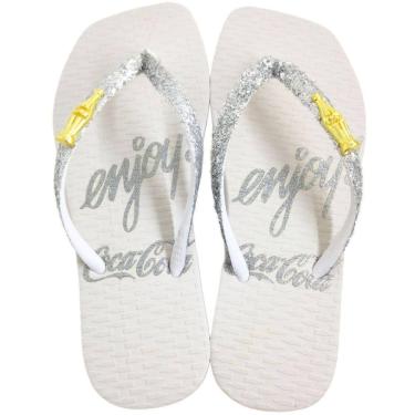Imagem de Chinelo de Dedo Feminino Casual Dia a Dia Borracha Coca Cola Enjoy Brigth Square Cc4162