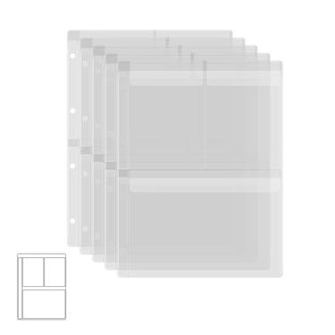 Imagem de BAOFALI 20 bolsos de plástico A4, 4 furos à prova d'água, pastas de PVC, saco de folhas soltas para orçamento, sacos de folhas soltas, organizador de fotos, documentos, carimbos e moldes (3 grades)