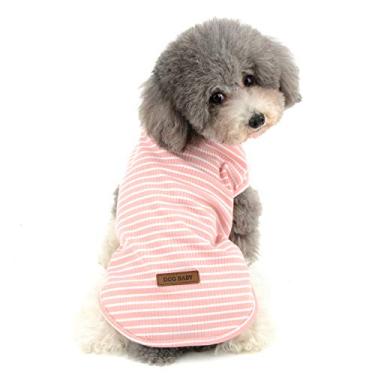 Imagem de Ranphy Camisa listrada para animais de estimação pequeno cachorro macio algodão colete filhote gato verão respirável regata cachorrinho bonito vestuário roupas de festa rosa XGG