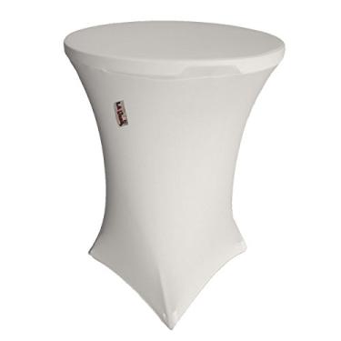Imagem de LA Linen Toalha de mesa redonda de elastano 76 cm x 76 cm de altura, branca