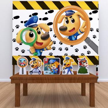 Imagem de Kit Decoração Festa de Aniversário Infantil Painel + Displays Detetive Labrador