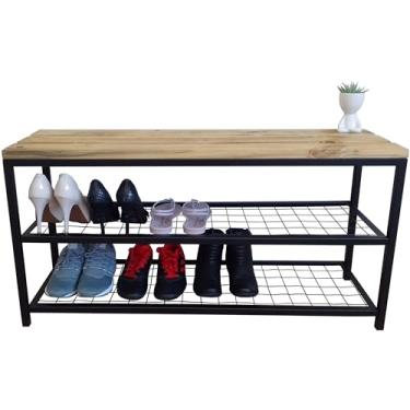 Imagem de Banco Sapateira Strassis Design SD-5001-1M Metal e Madeira Cor: Preta